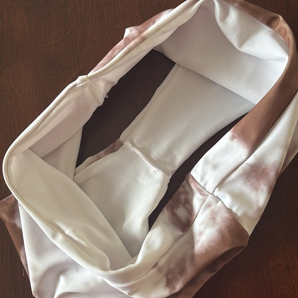 Brand New Tie Dye High Waisted Bikini Set White Brown 2-Piece Swimwear Bra Cups - Picture 13 of 16